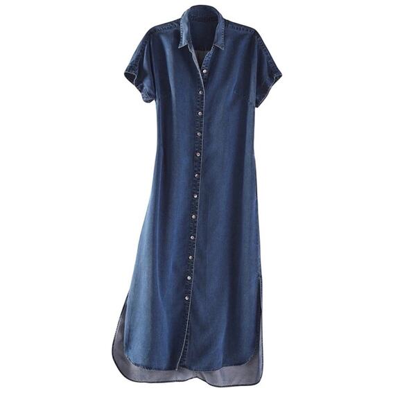 Soft Surroundings Je Veux Midi Shirt Dress Size 2X Denim Blue - Picture 8 of 16